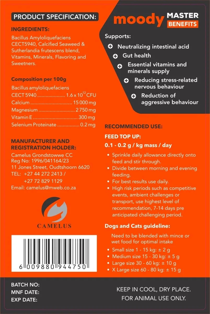 Moody Master Stress, Anxiety & Mood Support for Dogs 200g